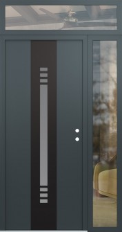 DIAMOND A5 52" X 96" ANTHRACITE/ANTHRACITE FROSTED GLASS PANEL BLACK LHI WITH SIDELITE AND TRANSOM CLEAR GLASS