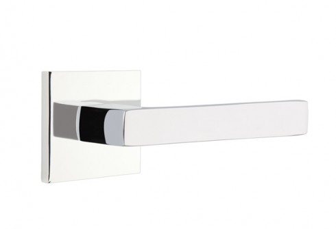 EMTEK DUMONT LEVER WITH SQUARE ROSETTE PRIVACY RH POLISHED CHROME (US26) 5210