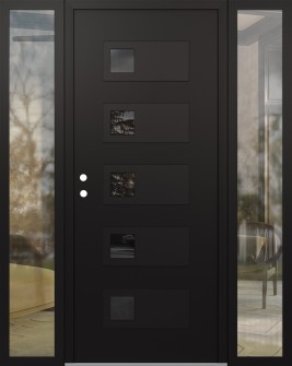 Diamond D2 68" x 80" black/black Mirrored Glass Panel black RHI with 2 Sidelites clear Glass