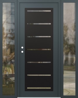 Diamond C11 60" x 80" anthracite/anthracite clear Glass Panel black RHI with 2 Sidelites clear Glass