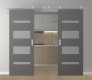 DOUBLE BARN DOOR AVON 07-01 VETRO GRAY MATTE 48" X 80" X 1 3/4" STAINLESS STEEL HARDWARE