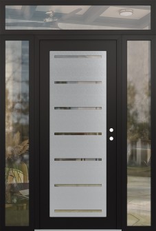 Diamond C11 60" x 96" black/black clear Glass Panel stainless steel LHI with 2 Sidelites and Transom clear Glass