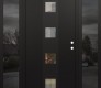 Modern Steel Front Door DIAMOND A12 60" X 80" BLACK/BLACK CLEAR GLASS PANEL BLACK LHI WITH 2 SIDELITES MIRRORED GLASS