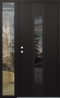 DIAMOND A1 48" X 80" BLACK/BLACK MIRRORED GLASS PANEL BLACK RHI WITH SIDELITE CLEAR GLASS