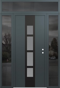 DIAMOND A10 68" X 96" ANTHRACITE/ANTHRACITE FROSTED GLASS PANEL BLACK LHI WITH 2 SIDELITES AND TRANSOM MIRRORED GLASS