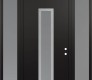 Modern Steel Front Door DIAMOND A11 68" X 96" BLACK/WHITE FROSTED GLASS PANEL STAINLESS STEEL LHI WITH 2 SIDELITES AND TRANSOM FROSTED GLASS