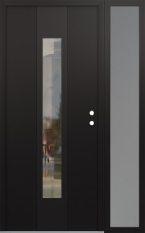 DIAMOND A1 48" X 80" BLACK/BLACK CLEAR GLASS PANEL BLACK LHI WITH SIDELITE FROSTED GLASS