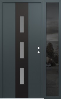 DIAMOND A7 52" X 80" ANTHRACITE/ANTHRACITE FROSTED GLASS PANEL BLACK LHI WITH SIDELITE MIRRORED GLASS