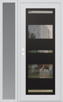 Diamond C10 52" x 80" white/white clear Glass Panel black RHI with Sidelite frosted Glass