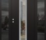 Modern Steel Front Door DIAMOND A1 64" X 80" BLACK/BLACK CLEAR GLASS PANEL STAINLESS STEEL RHI WITH 2 SIDELITES MIRRORED GLASS