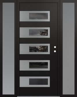 Diamond D3 60" x 80" black/black mirrored Glass Panel stainless steel LHI with 2 Sidelites frosted Glass