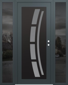 Diamond C12 68" x 80" anthracite/anthracite frosted Glass Panel black LHI with 2 Sidelites mirrored Glass