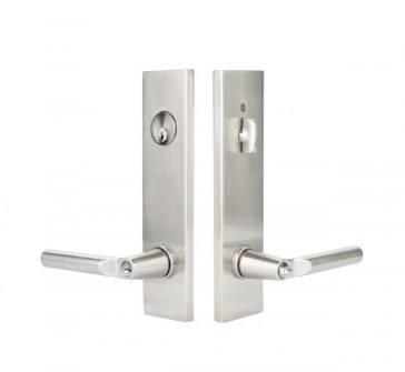 EMTEK MODERN RECTANGULAR TWO-POINT, SINGLE CYLINDER WITH HELIOS LEVERS 5312 SINGLE CYLINDER SATIN NICKEL US15