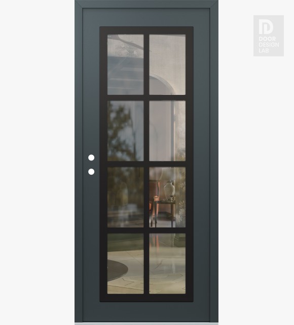Modern Steel Front Door Diamond C16 36" x 80" anthracite/anthracite clear Glass Panel black RHI