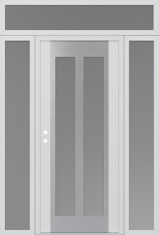 Diamond C14 64" x 96" white/white frosted Glass Panel stainless steel RHI with 2 Sidelites and Transom frosted Glass