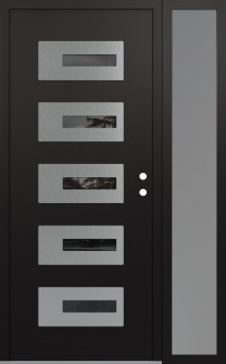 Diamond D6 50" x 80" black/black mirrored Glass Panel stainless steel LHI with Sidelite frosted Glass