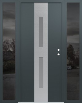 DIAMOND A6 68" X 80" ANTHRACITE/ANTHRACITE FROSTED GLASS PANEL STAINLESS STEEL LHI WITH 2 SIDELITES MIRRORED GLASS