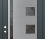 Modern Steel Front Door Diamond C3 36" x 96" anthracite/anthracite mirrored Glass Panel stainless steel RHI with Transom frosted Glass