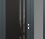 Modern Steel Front Door Diamond C6 52" x 96" anthracite/anthracite mirrored Glass Panel black LHI with Sidelite and Transom frosted Glass