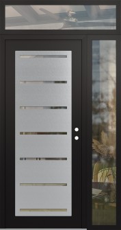 Diamond C11 48" x 96" black/black clear Glass Panel stainless steel LHI with Sidelite and Transom clear Glass