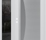 Modern Steel Front Door Diamond C13 52" x 80" white/white frosted Glass Panel stainless steel LHI with Sidelite mirrored Glass