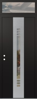 DIAMOND A5 36" X 96" BLACK/BLACK CLEAR GLASS PANEL STAINLESS STEEL RHI WITH TRANSOM CLEAR GLASS