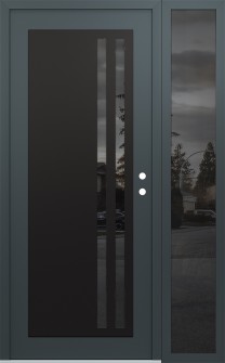 Diamond C6 48" x 80" anthracite/anthracite mirrored Glass Panel black LHI with Sidelite mirrored Glass