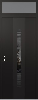 DIAMOND A5 36" X 96" BLACK/BLACK MIRRORED GLASS PANEL BLACK RHI WITH TRANSOM FROSTED GLASS