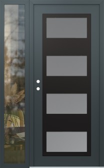 Diamond C2 50" x 80" anthracite/anthracite frosted Glass Panel black RHI with Sidelite clear Glass