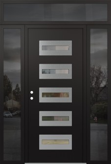 Diamond D4 60" x 96" black/black clear Glass Panel stainless steel RHI with 2 Sidelites and Transom mirrored Glass