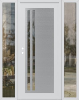 Diamond C6 64" x 80" white/white clear Glass Panel stainless steel RHI with 2 Sidelites clear Glass