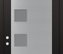 Modern Steel Front Door Diamond C5 36" x 96" black/white frosted Glass Panel stainless steel RHI with Transom frosted Glass