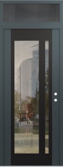 Diamond C15 36" x 96" anthracite/anthracite clear Glass Panel black LHI with Transom mirrored Glass