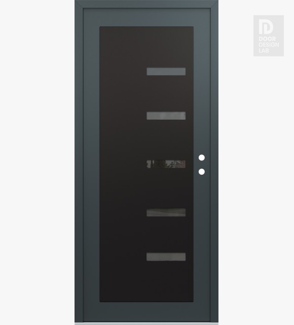 Modern Steel Front Door Diamond C8 36" x 80" anthracite/anthracite mirrored Glass Panel black LHI
