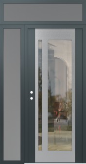 Diamond C15 48" x 96" anthracite/anthracite clear Glass Panel stainless steel RHI with Sidelite and Transom frosted Glass