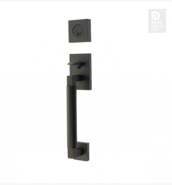 EMTEK HERCULES SMOOTH SECTIONAL DOUBLE CYLINDER KEYD 4224 FLAT BLACK US19 for Steel Front Doors