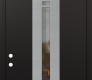 Modern Steel Front Door DIAMOND A5 36" X 96" BLACK/BLACK CLEAR GLASS PANEL STAINLESS STEEL RHI WITH TRANSOM CLEAR GLASS