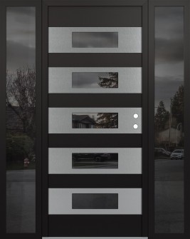 Diamond D5 60" x 80" black/black mirrored Glass Panel stainless steel LHI with 2 Sidelites mirrored Glass