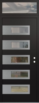Diamond D3 36" x 96" black/black clear Glass Panel stainless steel LHI with Transom clear Glass