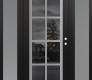 Modern Steel Front Door Diamond C16 60" x 80" black/black mirrored Glass Panel stainless steel LHI with 2 Sidelites frosted Glass