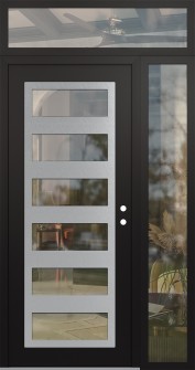 Diamond C9 52" x 96" black/black clear Glass Panel stainless steel LHI with Sidelite and Transom clear Glass