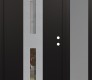 Modern Steel Front Door DIAMOND A6 48" X 80" BLACK/BLACK CLEAR GLASS PANEL STAINLESS STEEL LHI WITH SIDELITE FROSTED GLASS