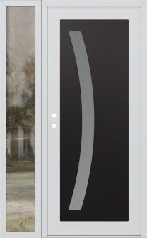 Diamond C4 52" x 80" white/white frosted Glass Panel black RHI with Sidelite clear Glass