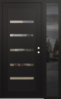 Diamond C7 52" x 80" black/black clear Glass Panel black LHI with Sidelite mirrored Glass