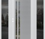 Modern Steel Front Door Diamond C6 64" x 80" white/white clear Glass Panel stainless steel RHI with 2 Sidelites mirrored Glass