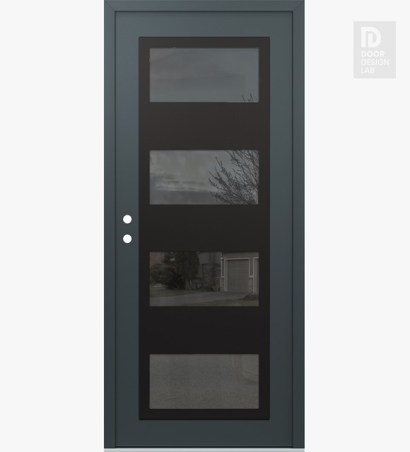 Modern Steel Front Door Diamond C2 36" x 80" anthracite/anthracite mirrored Glass Panel black RHI
