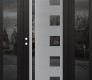 Modern Steel Front Door Diamond C3 68" x 80" black/black mirrored Glass Panel stainless steel RHI with 2 Sidelites mirrored Glass