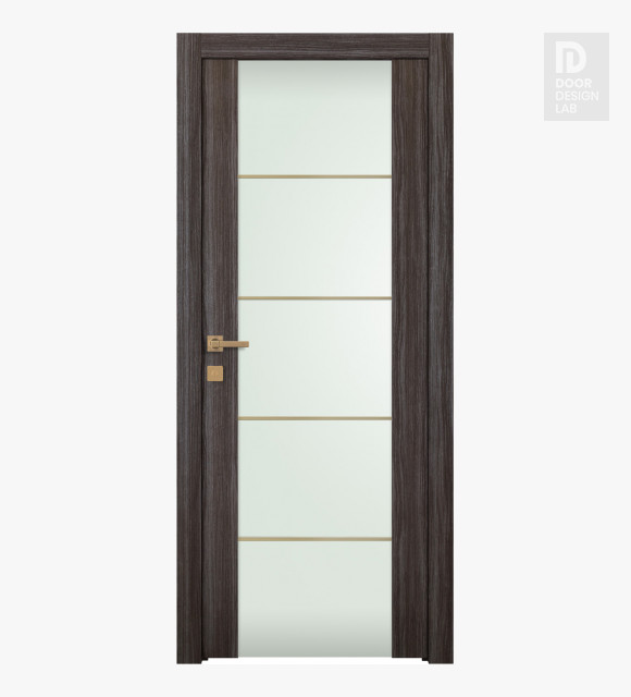 Palladio 202 4H Gold Strips Vetro Gray Oak Hinged doors