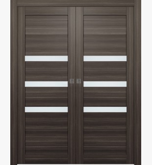 Dora Vetro Gray Oak Double pocket doors