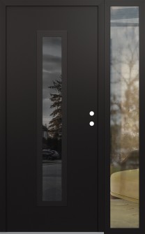 DIAMOND A11 48" X 80" BLACK/BLACK MIRRORED GLASS PANEL BLACK LHI WITH SIDELITE CLEAR GLASS